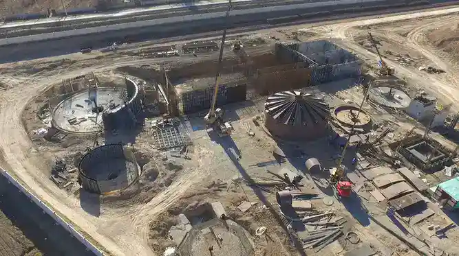 Aerial view of wastewater treatment plant construction site – Zarnam Industrial Co.